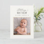 Mooi script met de aankondiging van de geboortefot (Staand voorkant)