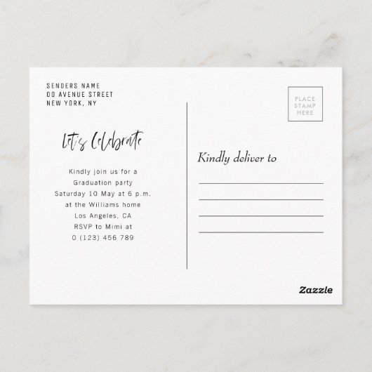 Mooi script Modern afstuderen aankondiging Briefkaart (Achterkant)