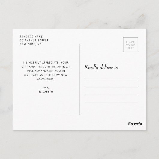 Mooi script Modern Bedankt afstuderen Briefkaart (Achterkant)