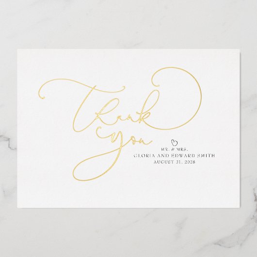 Mooi script Mr. en Mrs Wedding Dank u. Folie Uitnodiging (Voorkant)
