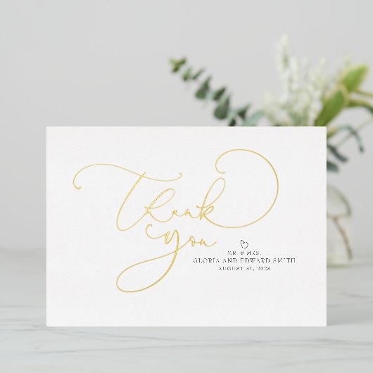 Mooi script Mr. en Mrs Wedding Dank u. Folie Uitnodiging (Staand Voorkant)
