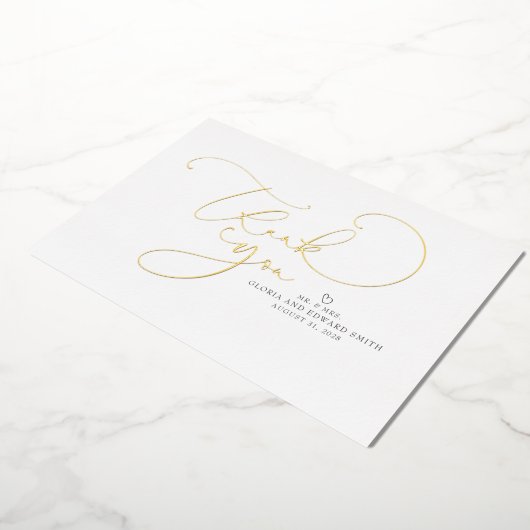Mooi script Mr. en Mrs Wedding Dank u. Folie Uitnodiging (Gedraaid)
