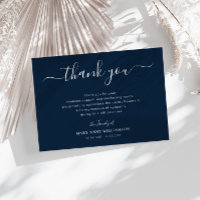 Mooi script Navy Blue Funeral Dank u opmerking