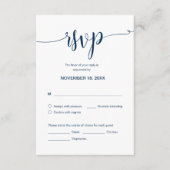Mooi script, RSVP, Navy Blue, reageren Informatiekaartje (Voorkant)
