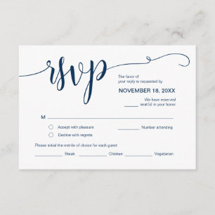 Mooi script, RSVP, zwart, Reageer Informatiekaartje