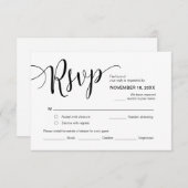 Mooi script, RSVP, zwart, reageren Informatiekaartje (Voorkant / Achterkant)