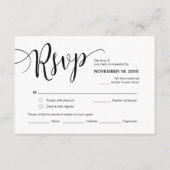Mooi script, RSVP, zwart, reageren Informatiekaartje (Voorkant)