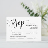 Mooi script, RSVP, zwart, reageren Informatiekaartje (Staand voorkant)