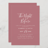 Mooi script stoffig roos avond voor uitnodiging (Voorkant / Achterkant)