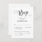 Mooi script, viering RSVP, zwart, reageren Informatiekaartje (Voorkant / Achterkant)