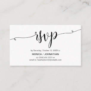 Mooi script, zwart, viering, RSVP reageren Informatiekaartje