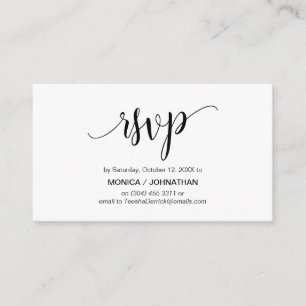 Mooi script, zwart, viering, RSVP reageren Informatiekaartje
