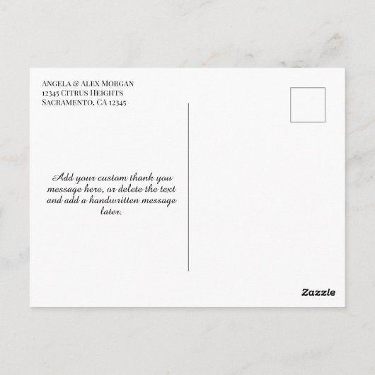 Mooi script zwart-wit bedankt briefkaart (Achterkant)