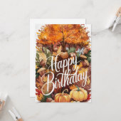  mooi seizoen Herfst Herfst Happy Birthday Kaart (Voorkant / Achterkant in situ)
