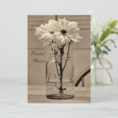 Mooi Sepia Mason Jar & Daisies Vrijgezellenfeest Kaart (Staand voorkant)