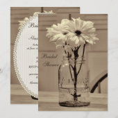 Mooi Sepia Mason Jar & Daisies Vrijgezellenfeest Kaart (Voorkant / Achterkant)