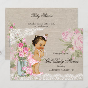 Mooi Shabby Chic Kant Bloemachtige Baby Shower Kaart