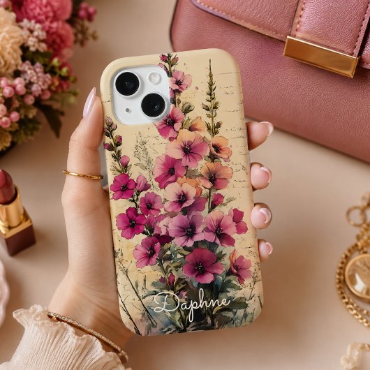 Mooi Shabby Chic Roze Wilde Bloem Personalized Case-Mate iPhone Case