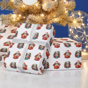 Mooi Shih-tzu Hond Kerstpatroon Cadeaupapier