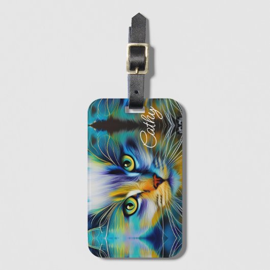 Mooi Siamese Kitten blauw groen goud Bagagelabel (Voorkant (verticaal))