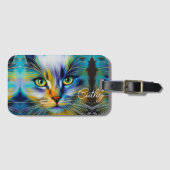 Mooi Siamese Kitten blauw groen goud Bagagelabel (Voorkant (horizontaal))