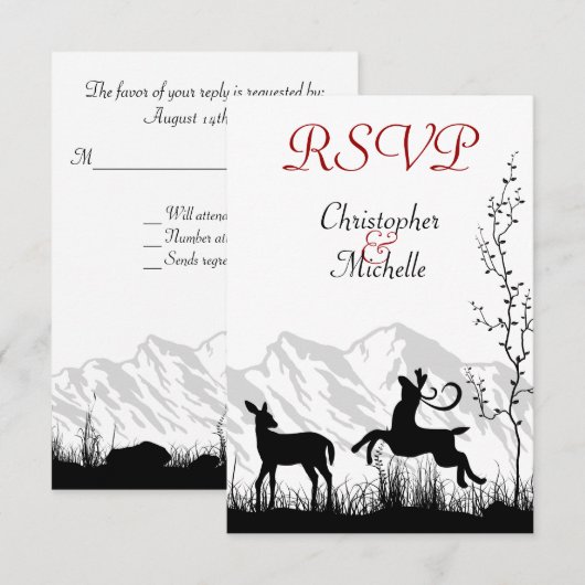 Mooi Silhouet Herten Berg Bruiloft RSVP (Voorkant / Achterkant)