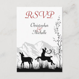 Mooi Silhouet Herten Berg Bruiloft RSVP Kaartje
