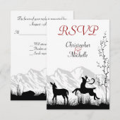 Mooi Silhouet Herten Berg Bruiloft RSVP Kaartje (Voorkant / Achterkant)