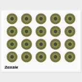 Mooi Sinaasappel en Geel Lantana Kaleidoscoop 3 Ronde Sticker (Vel)