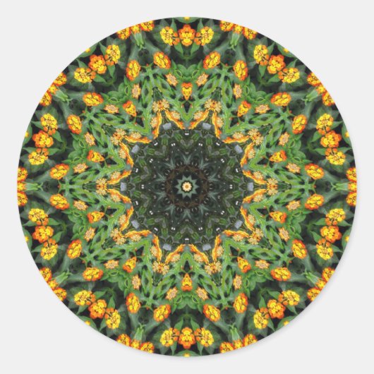 Mooi Sinaasappel en Geel Lantana Kaleidoscoop 3 Ronde Sticker (Voorkant)