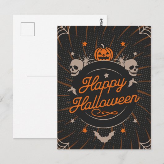 Mooi Sinaasappel Happy Halloween Briefkaart (Voorkant / Achterkant)
