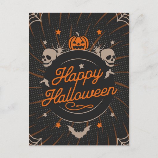 Mooi Sinaasappel Happy Halloween Briefkaart (Voorkant)