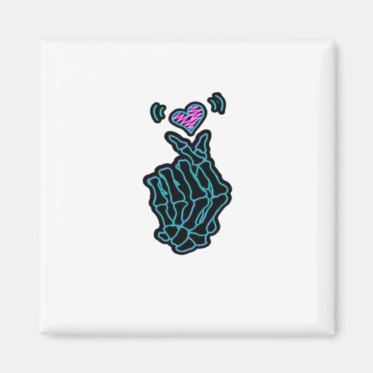 Mooi skelet handen met een hartsignaal voor H Magneet (Voorkant)