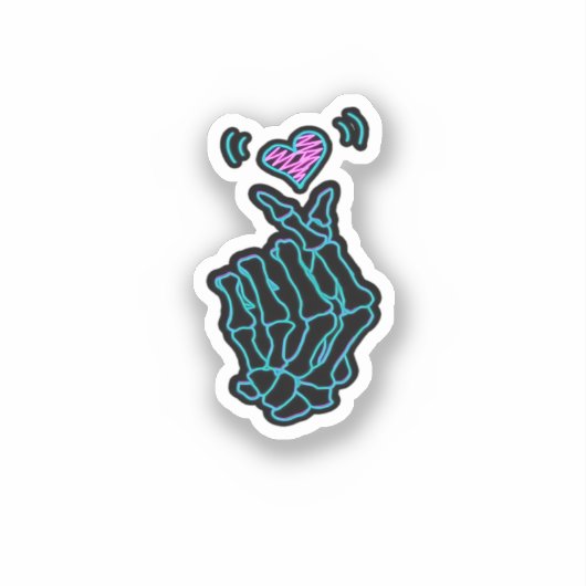 Mooi skelet handen met een hartsignaal voor H Sticker (Voorkant)