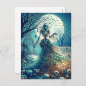 Mooi skelet op het kerkhof feestdagenkaart (Voorkant / Achterkant)