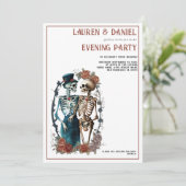 Mooi skelet paar QR bruiloft avond feest Kaart (Staand voorkant)