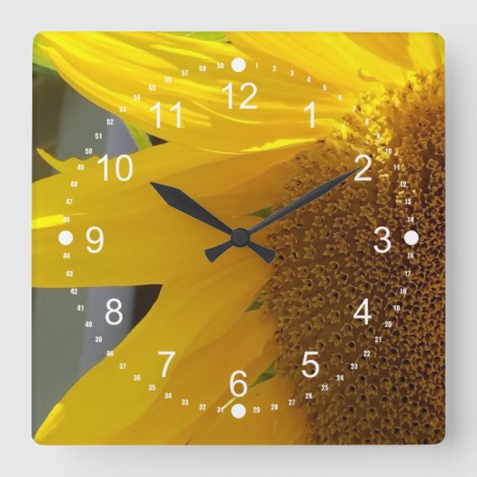 Mooi Sluiten Zonnebloem Vierkante Klok (Voorkant)