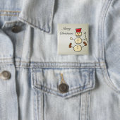 Mooi, snowman met kerstmis vierkante button 5,1 cm (In situ)