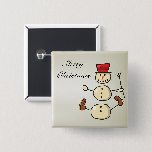 Mooi, snowman met kerstmis vierkante button 5,1 cm (Voorkant /achterkant)