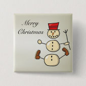 Mooi, snowman met kerstmis vierkante button 5,1 cm (Voorkant)