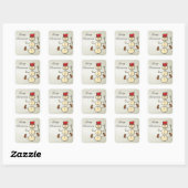 Mooi, snowman met kerstmis vierkante sticker (Vel)
