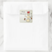 Mooi, snowman met kerstmis vierkante sticker (Tas)