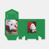 Mooi Snowy White Puppy Dog Green Kerstmis Bedankdoosjes (Uitgevouwen)