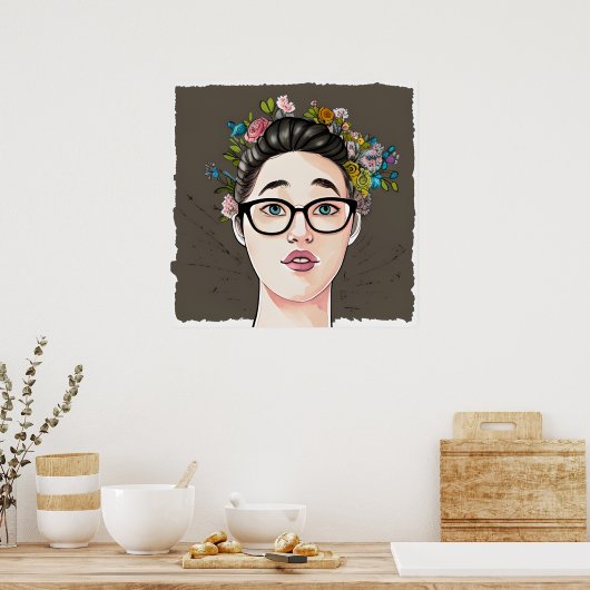 Mooi soort nerdy meisje poster (Keuken)