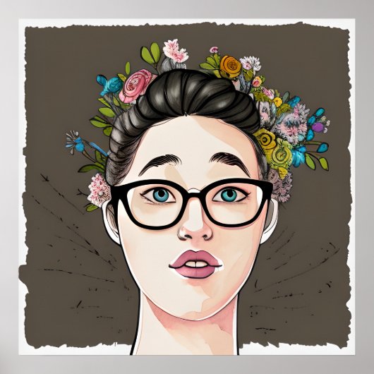 Mooi soort nerdy meisje poster (Voorkant)