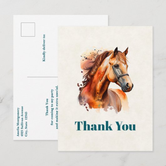 Mooi Sorrel Paard Portret Bedankt Briefkaart (Voorkant / Achterkant)