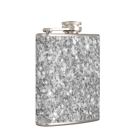 Mooi Sparkle Silver Grey Glitter Patroon Heupfles (Rechts)