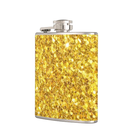 Mooi sprankelend geel glitterpatroon heupfles (Links)