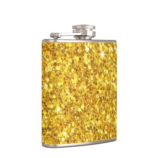 Mooi sprankelend geel glitterpatroon heupfles (Rechts)