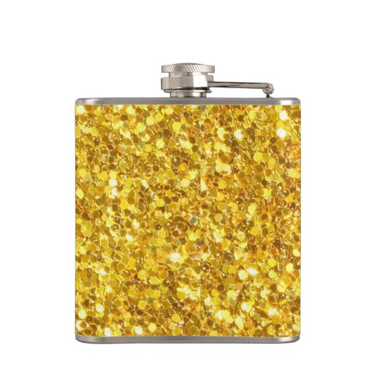 Mooi sprankelend geel glitterpatroon heupfles (Achterkant)